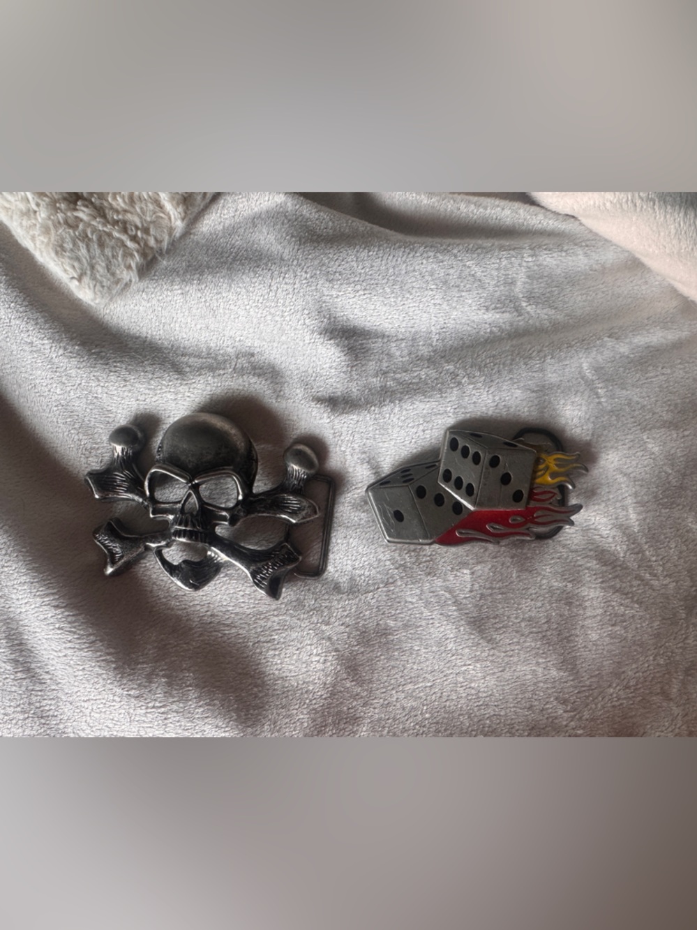 Silver Skull & Dice men’s Belt Buckles - Silver and Black